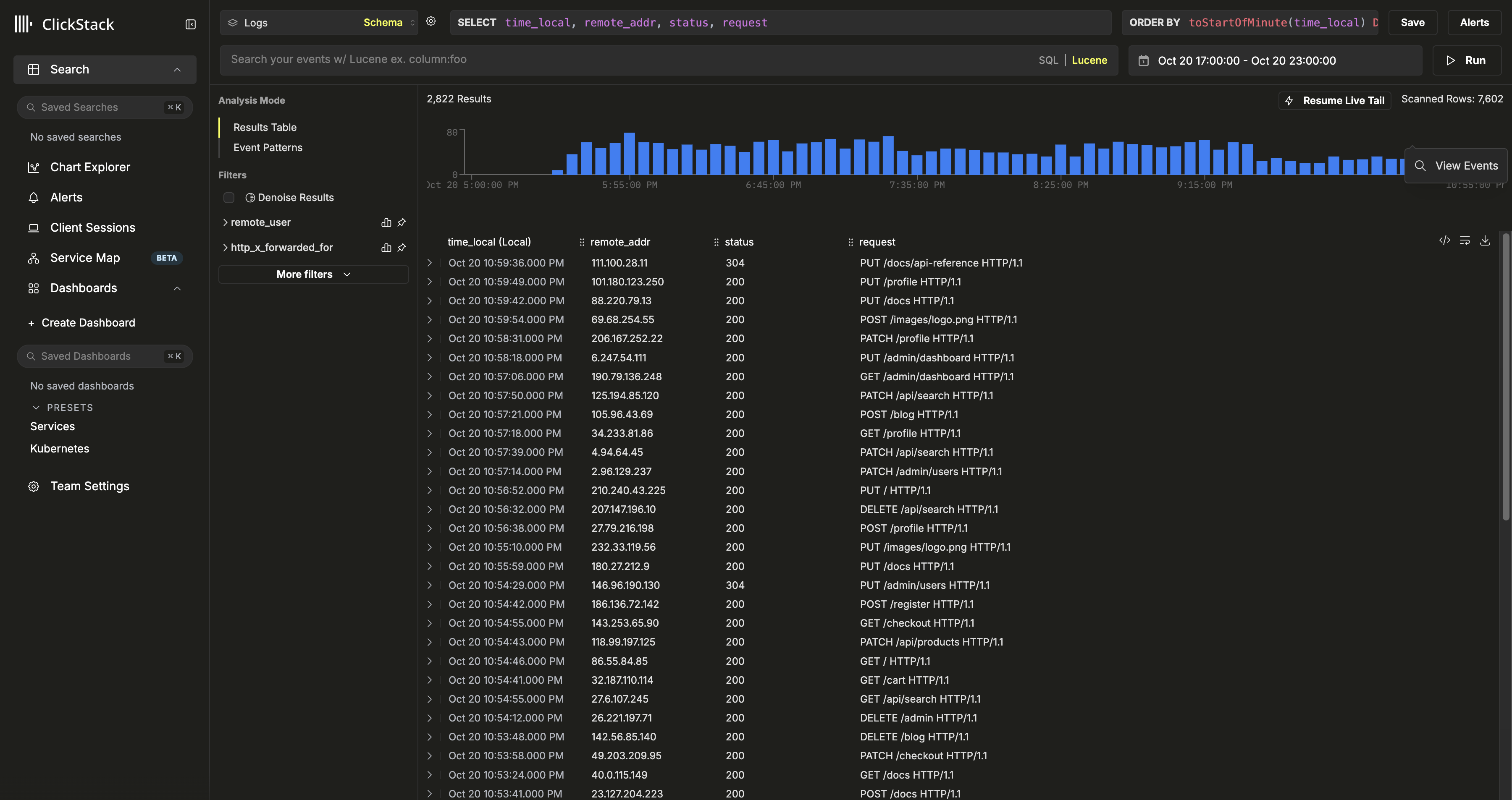 ClickStack의 Nginx 로그